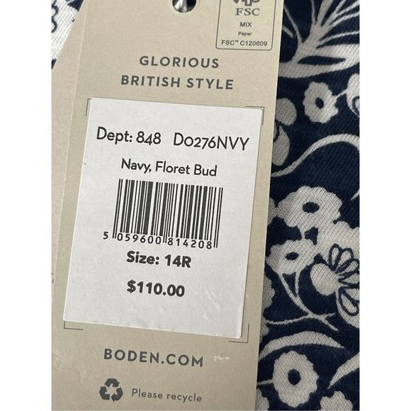 Boden Dress Women Size 14 Back Cutout Floral Mini Dress V Neck Short Sleeve Blue - Picture 13 of 13